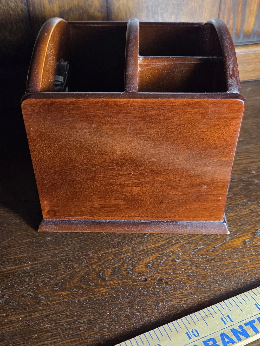 Wooden Desk Clock Organizer in Brown - Unbranded